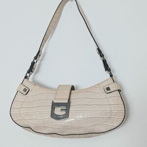 GUESS Cream Crocodile-Embossed Shoulder Bag